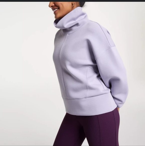 CALIA Women's Soft Scuba Funnel Neck Sweatshirt Large Metal Lily - Picture 2 of 10